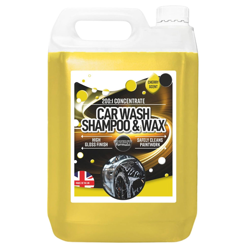 5 Litre Car Wax & Wash Shampoo High Gloss Finish Concentrate Liquid Protective Detailing Cleaner