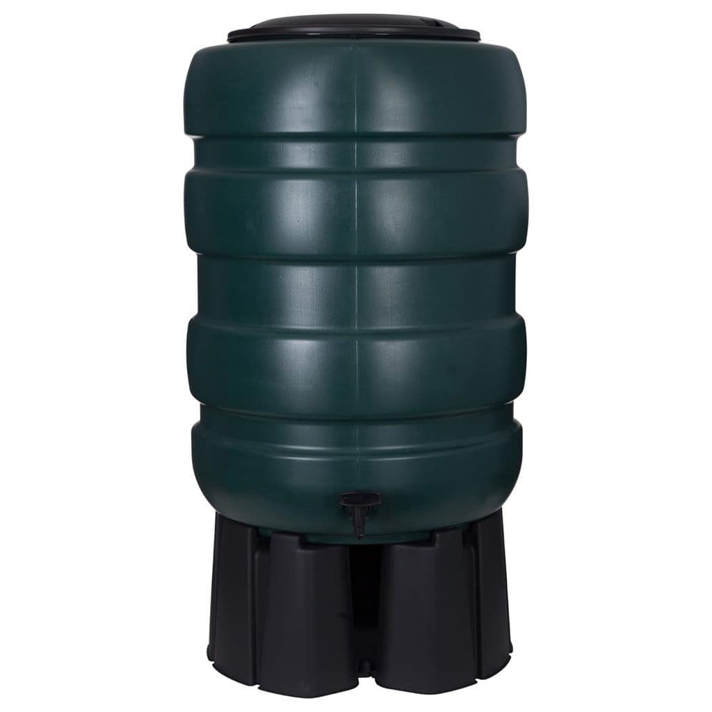 230L Large Garden Round Plastic Water Butt Set Including Tap with Stand and Filler Kit