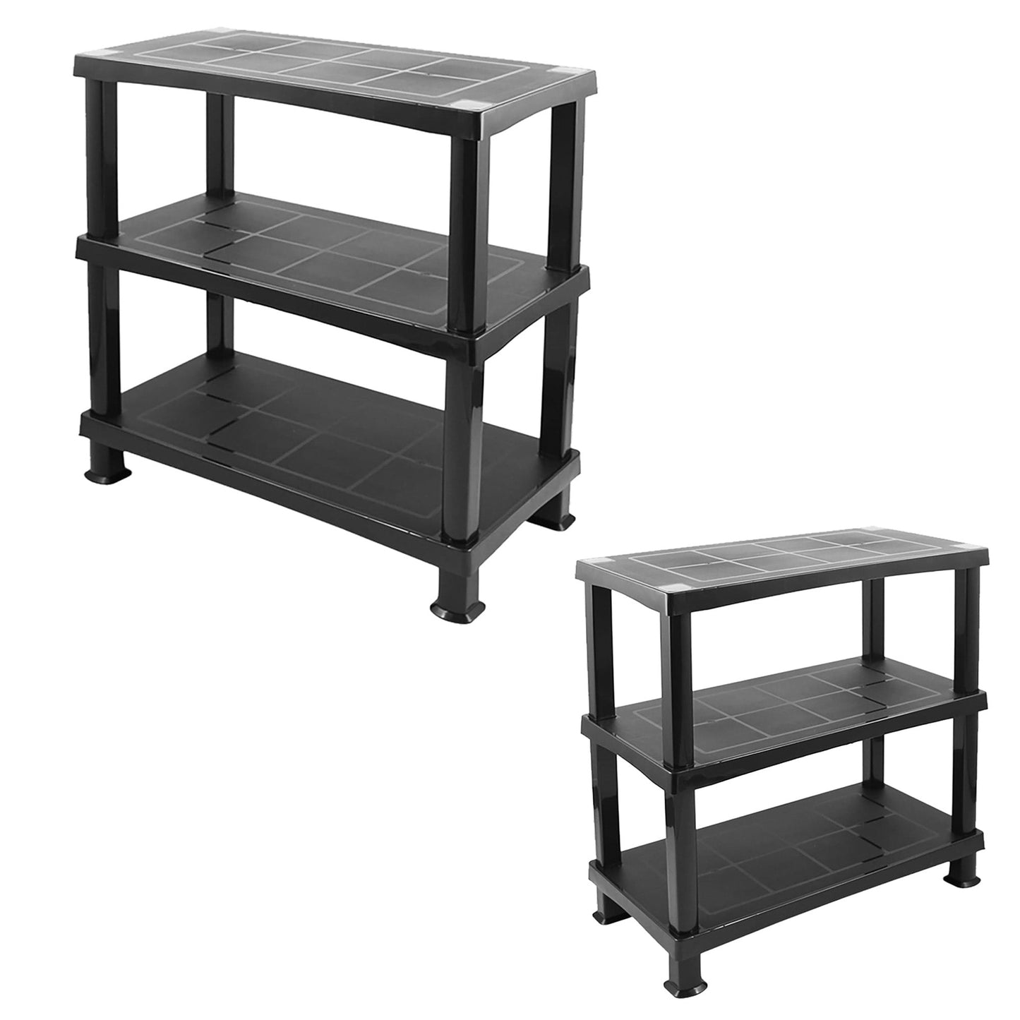 Multipurpose 3 Tier Strong Black Plastic Shelving Units Racking Shelf For Storage