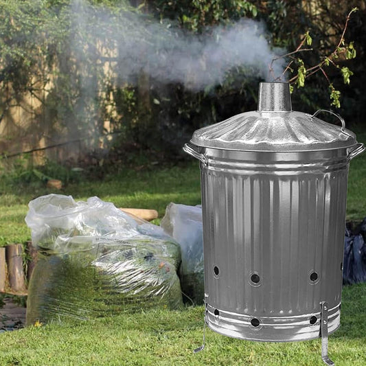 90L Galvanized Metal Heavy Duty Fire Burning Incinerators With Lid & Handles