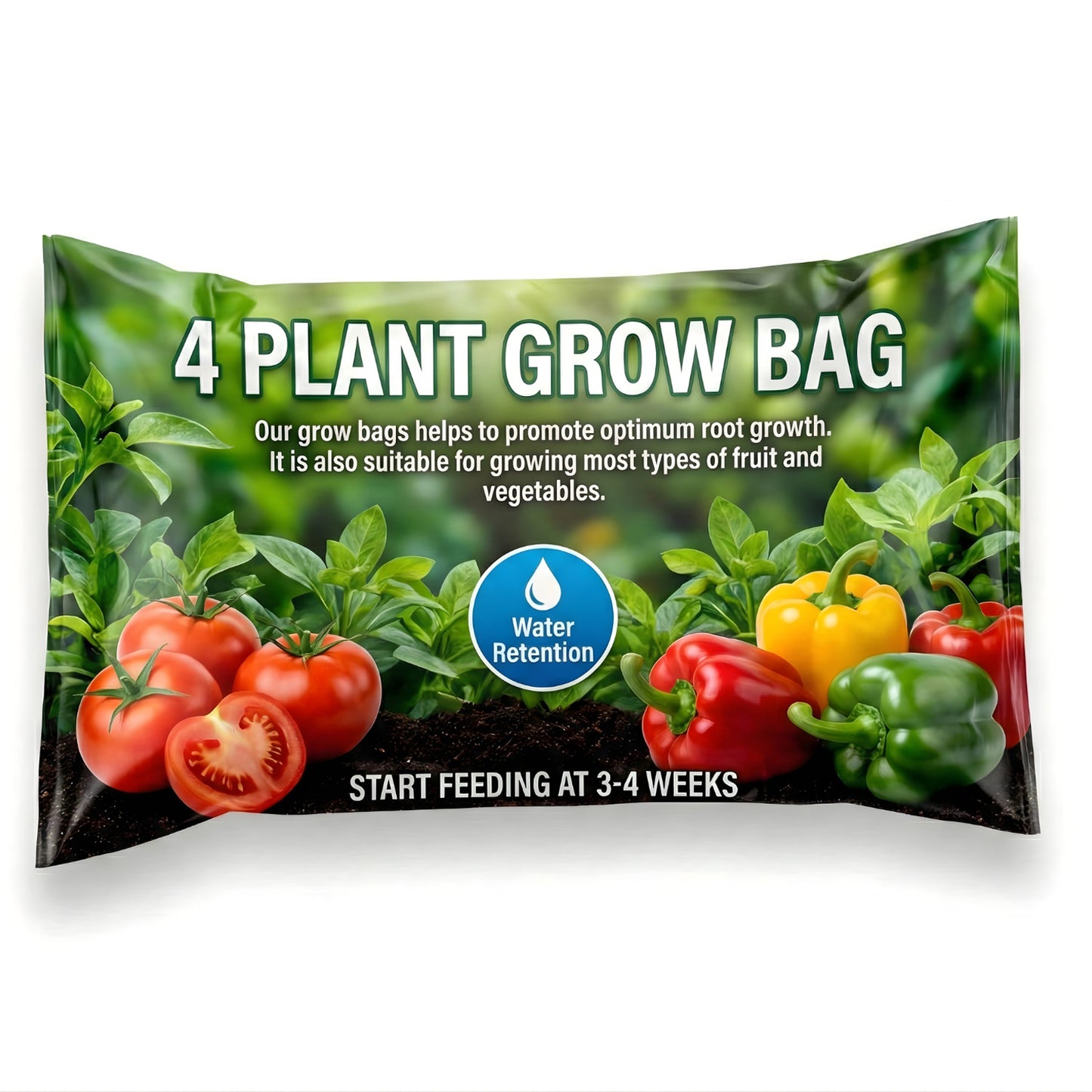4 Plant Grow Bags With Balanced Nutrients For Fruit & Veg