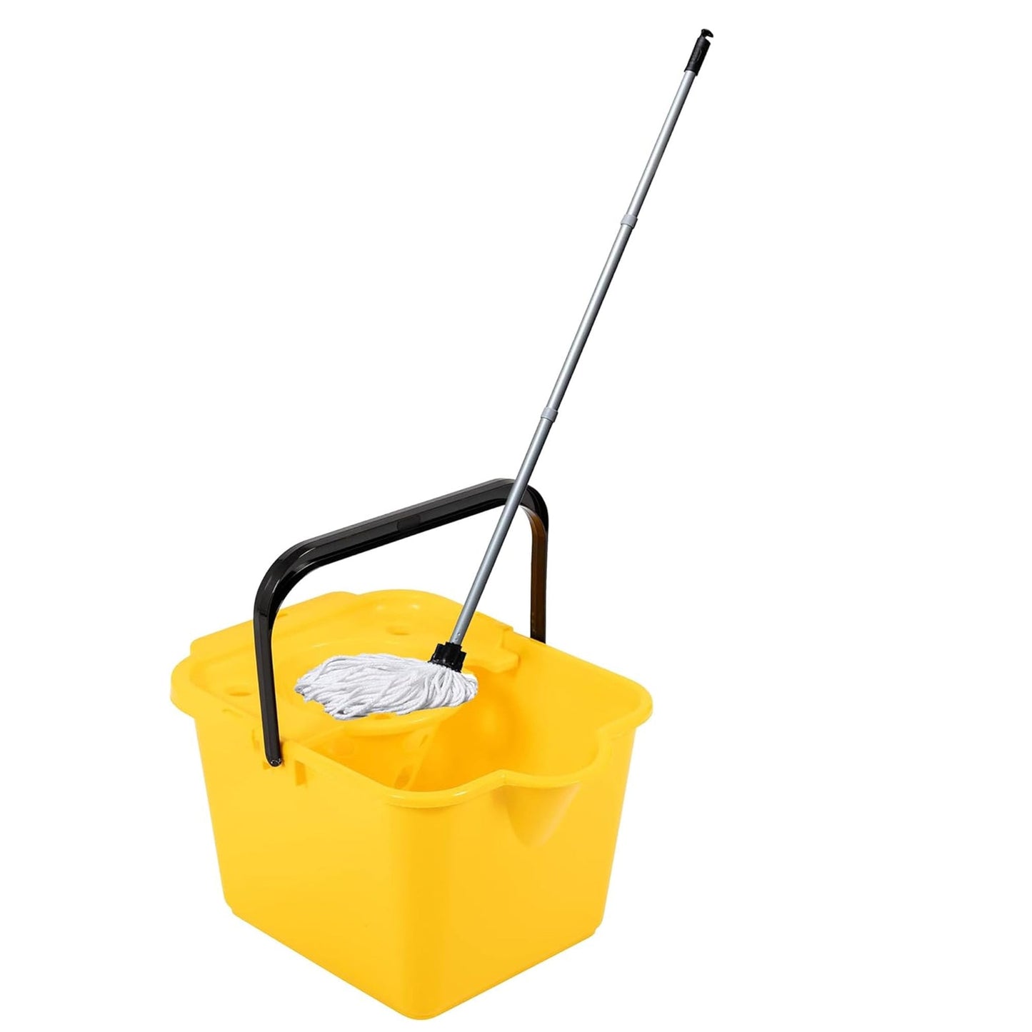 12L Mop & Bucket Set For Cleaning Hard Floors Complete With Pouring Lip & Cotton Mop