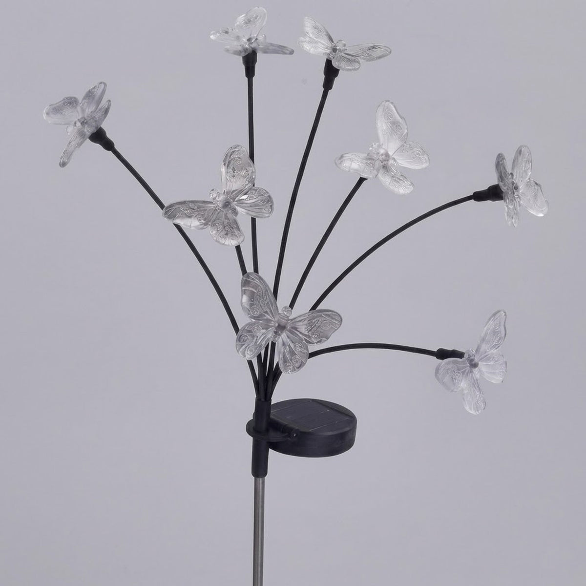 Decorative Solar Butterfly Lights, 8-Stem Warm White Swaying Garden & Patio Décor
