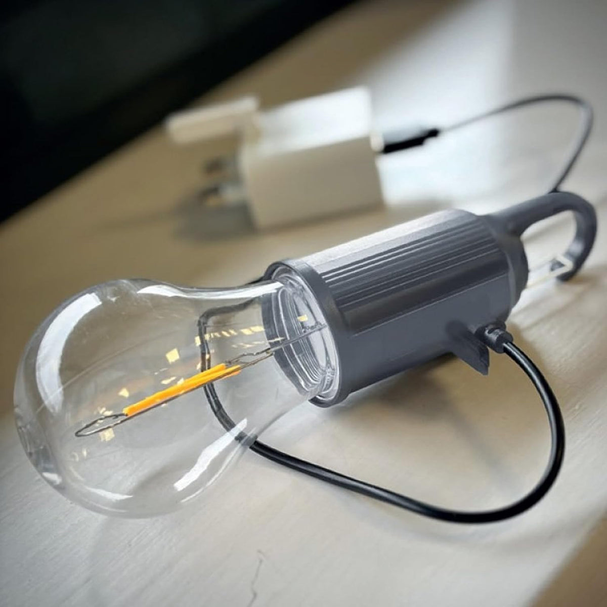 USB Rechargeable Clip-On Light with 3 Modes & Hook for Porches & Pergolas