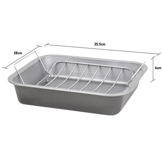 36cm Deep Roasting Tin with Stainless Steel Curved Roasting Rack