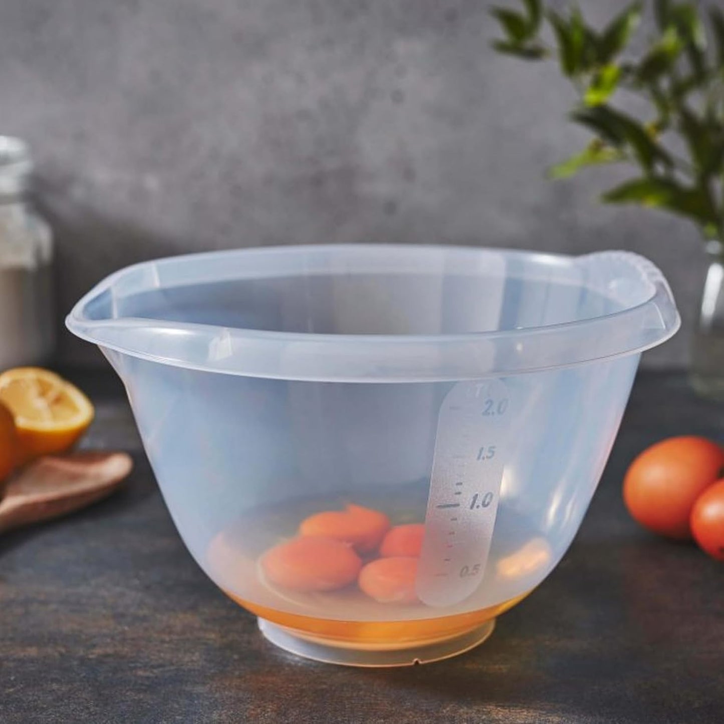 2L Clear Plastic Mixing Bowl for Food Prep BPA Free