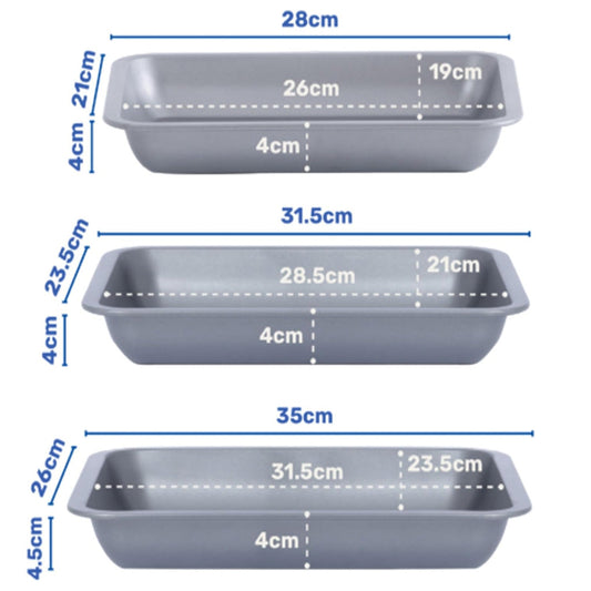 3 Piece (35cm, 31cm & 28cm) Stackable Roasting Tray Set