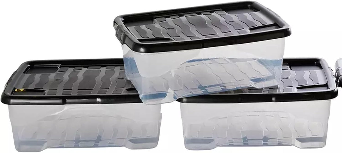 30 Litre High Grade Under Bed Plastic Storage Boxes Strong, Durable & Stackable Containers
