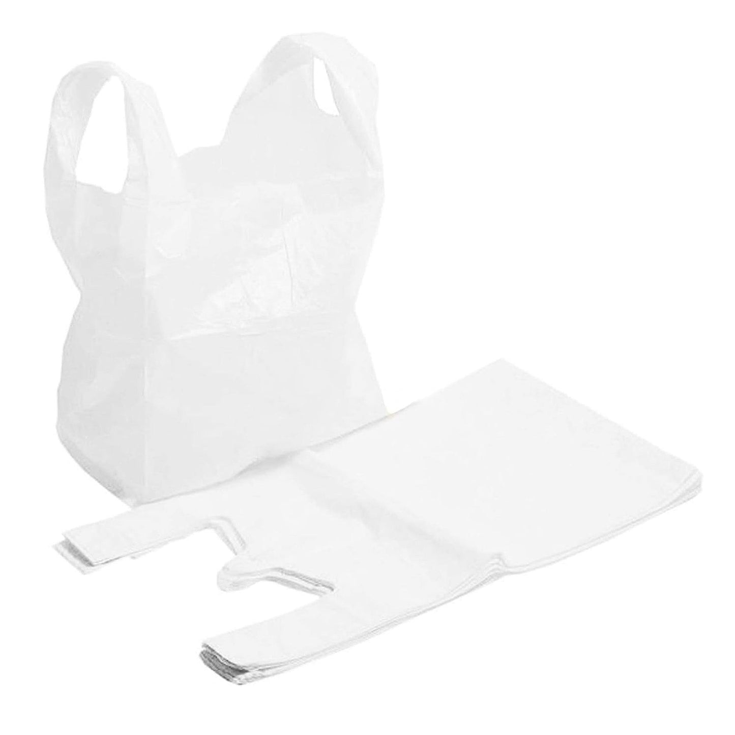 Blue & White 11 x 17 x 21" Plastic Vest Style Carrier Bags