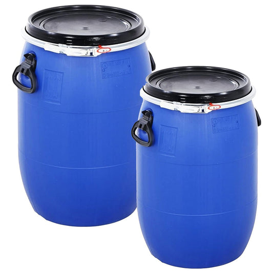 Blue Plastic Open Top Storage Keg Barrel Drums