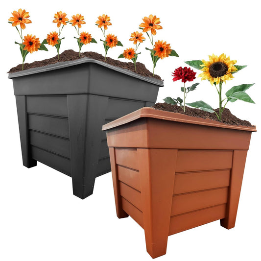 Grosvenor Square Planter 33cm Black & Terracotta Plant Pots