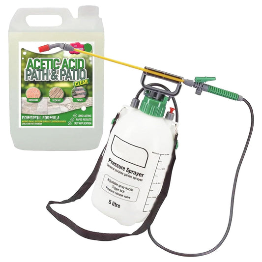 Garden Acetic 2.5L Acid Vinegar & 5L Pressure Sprayer