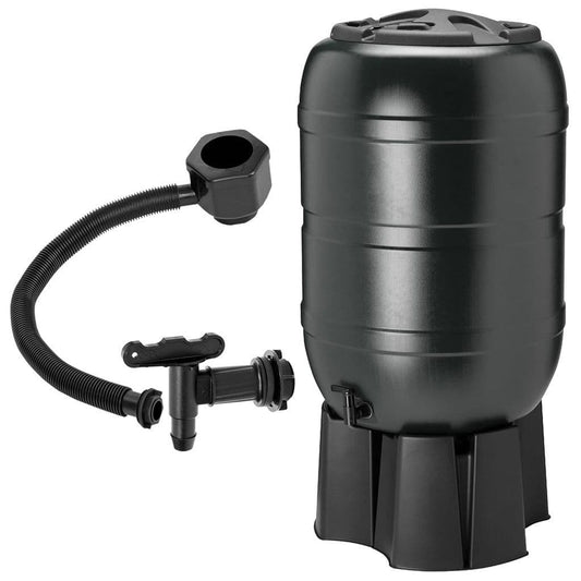 210 Litre Large Black Water Butt Rain Collector Complete With Stand, Filler, Tap & Lockable Lid