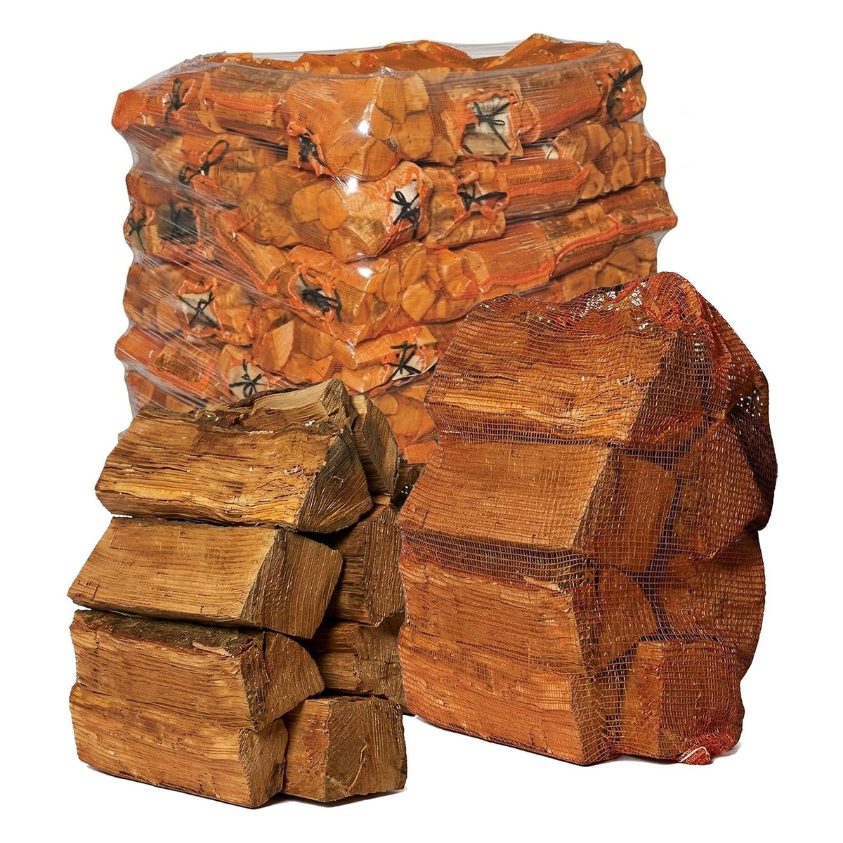 22L Hardwood Firewood Net - Kiln Dried Long Hot Burning Logs for Open Fires