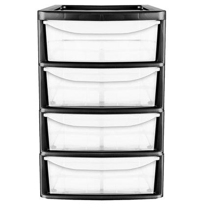 A4 Desktop Plastic Storage Drawers Table Top Organiser 4 Pull Out Drawers