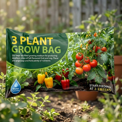 3 Plant Grow Bags With Balanced Nutrients For Fruit & Veg
