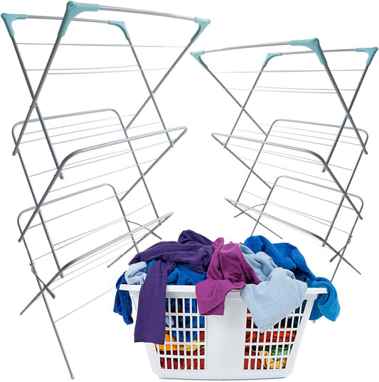 3 Tier Folding Clothes Airer Drying Rack Non-Slip Feet & Corner Spaces