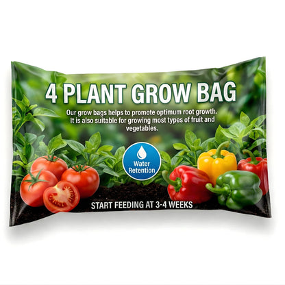 4 Plant Grow Bags With Balanced Nutrients For Fruit & Veg