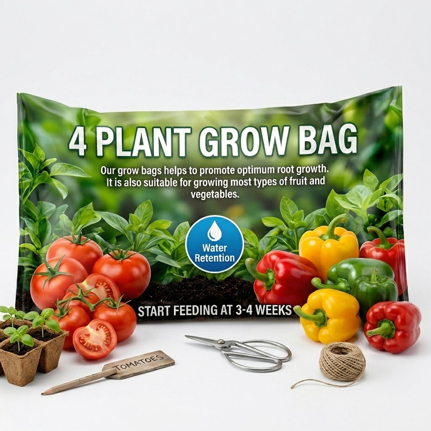 4 Plant Grow Bags With Balanced Nutrients For Fruit & Veg
