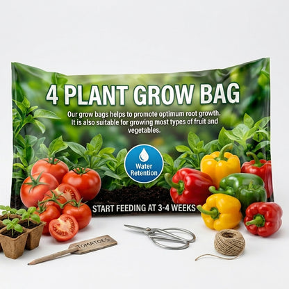 4 Plant Grow Bags With Balanced Nutrients For Fruit & Veg
