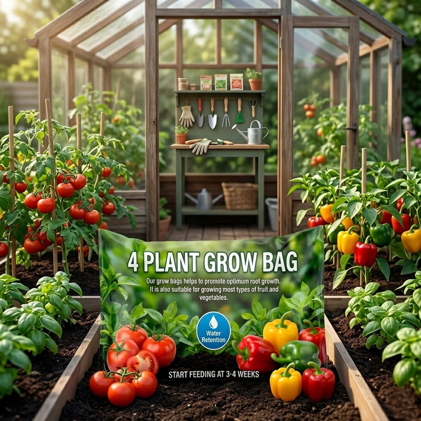 4 Plant Grow Bags With Balanced Nutrients For Fruit & Veg