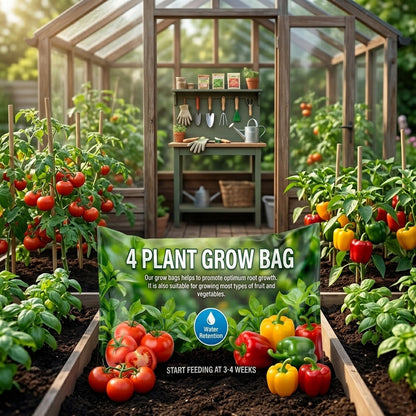 4 Plant Grow Bags With Balanced Nutrients For Fruit & Veg