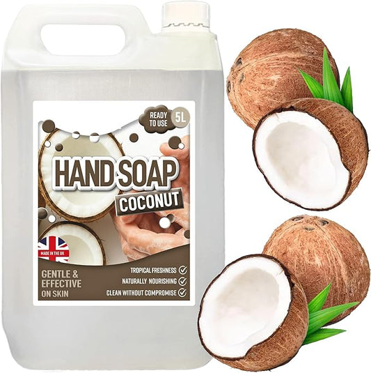 5 Litre Ready To Use Coconut Hand Soap Hydrates & Softens Non-Sticky Effective Cleanser