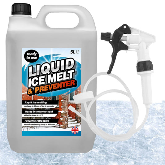 5L Rapid Liquid Ice Melt & Preventer with Long Hose Trigger Effective Down to -15 Degrees Celsius