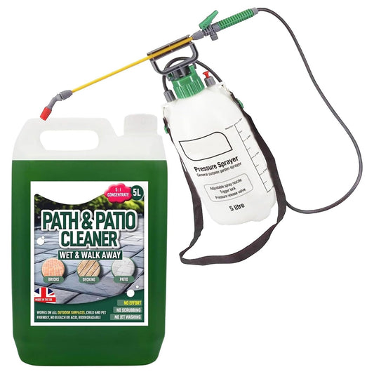 5 Litre Sprayer Bottle & Patio Cleaner Fluid Staining Remover Cleaning Solution