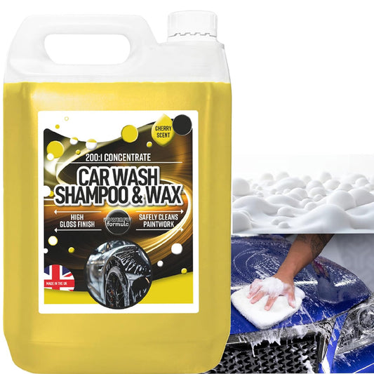 5 Litre Car Wax & Wash Shampoo High Gloss Finish Concentrate Liquid Protective Detailing Cleaner
