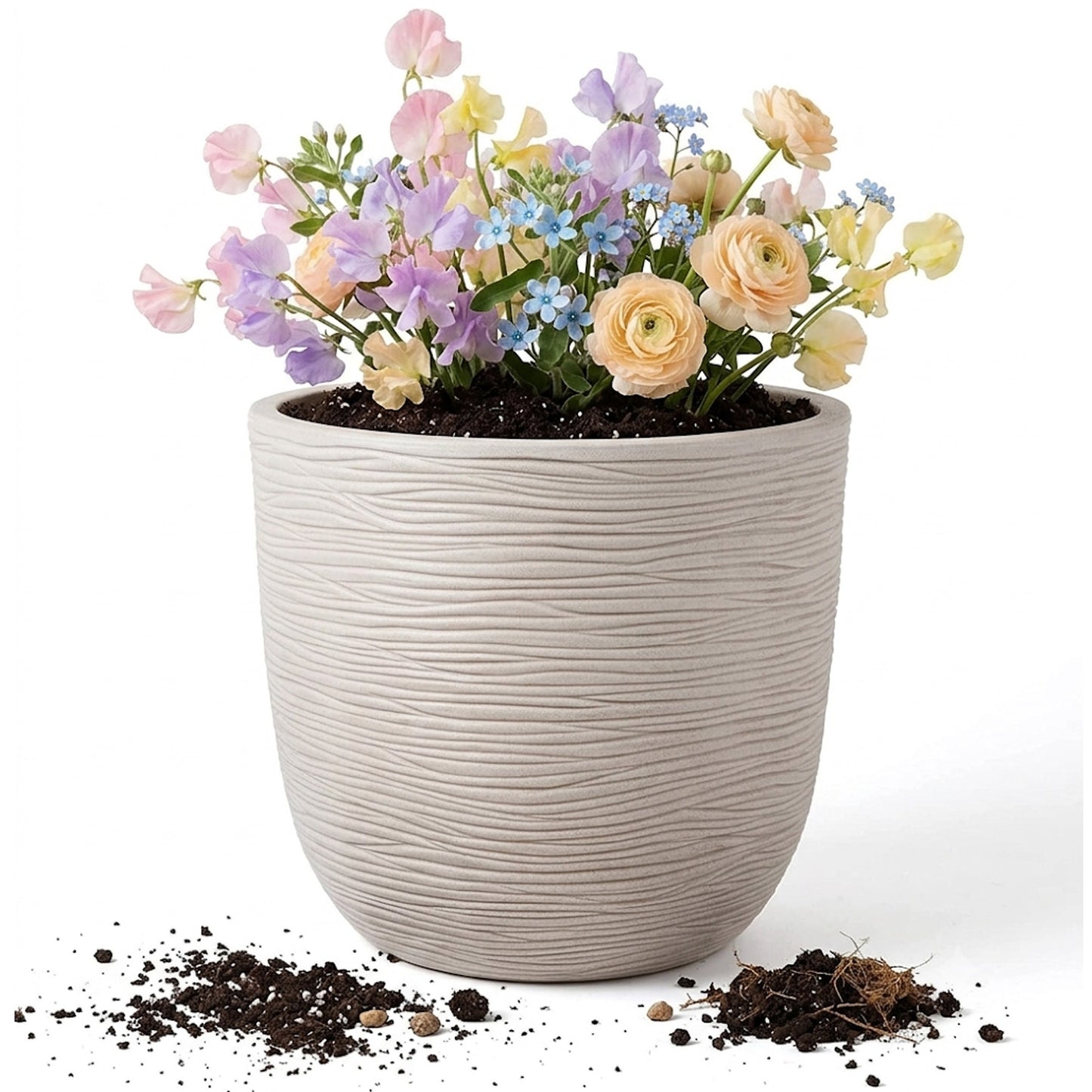 XL Stone Effect Amalfi Round Garden Indoor Outdoor Flower & Tree Planter