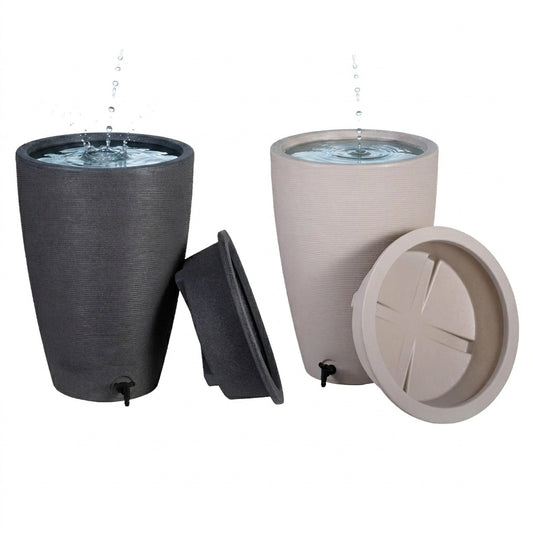 120L Amesbury Stone & Ash Garden Rain Water Collectors With Tap & Lid