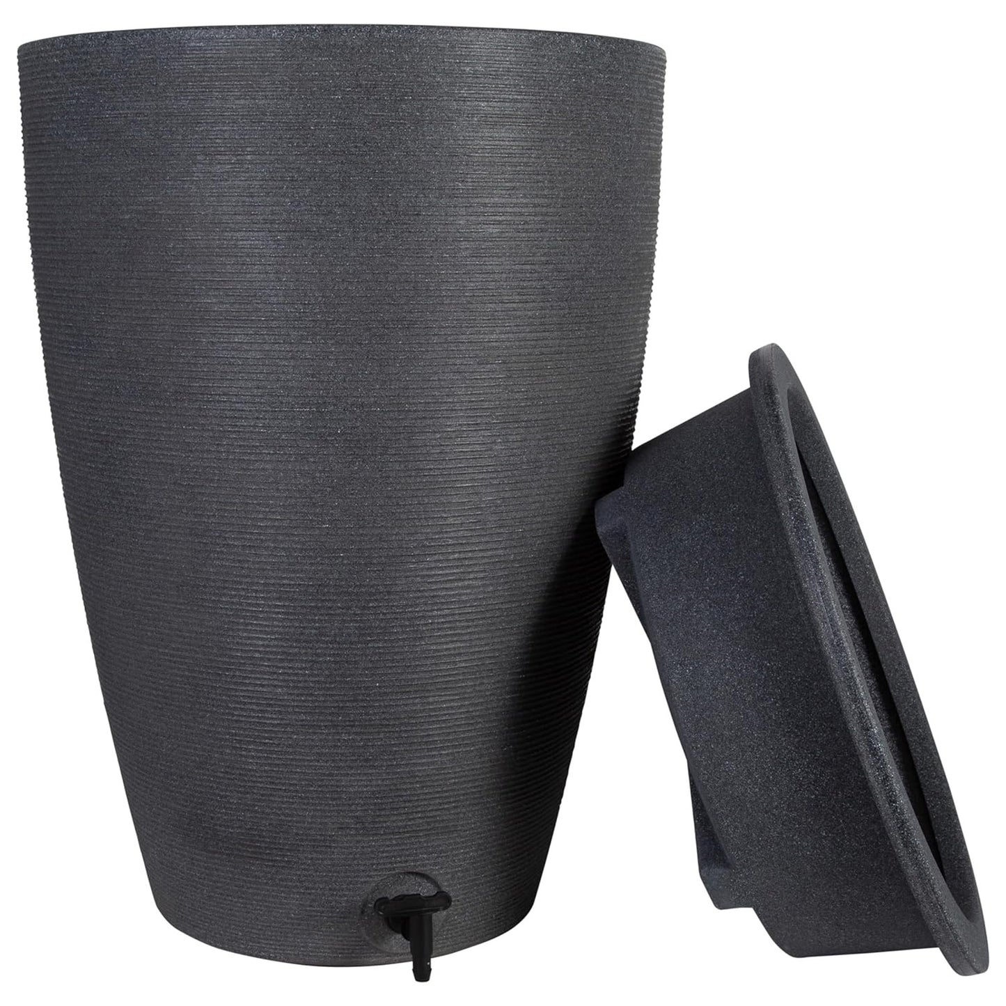 120L Amesbury Stone & Ash Garden Rain Water Collectors With Tap & Lid