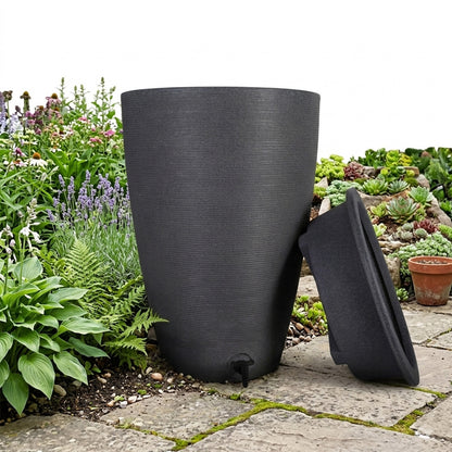 120L Amesbury Stone & Ash Garden Rain Water Collectors With Tap & Lid