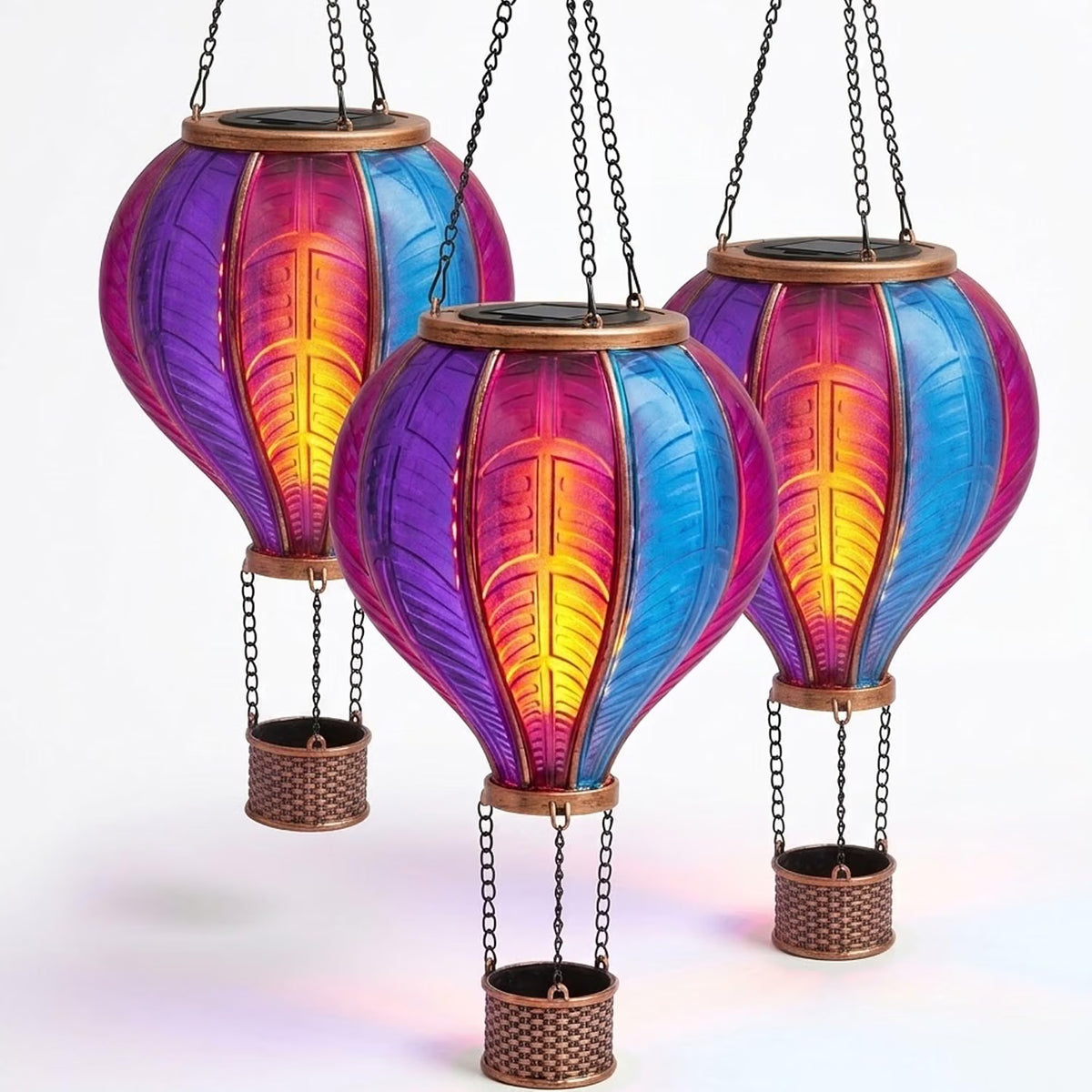 Aurora Flaming Balloon Garden Light Solar Hanging Lantern Warm White LED
