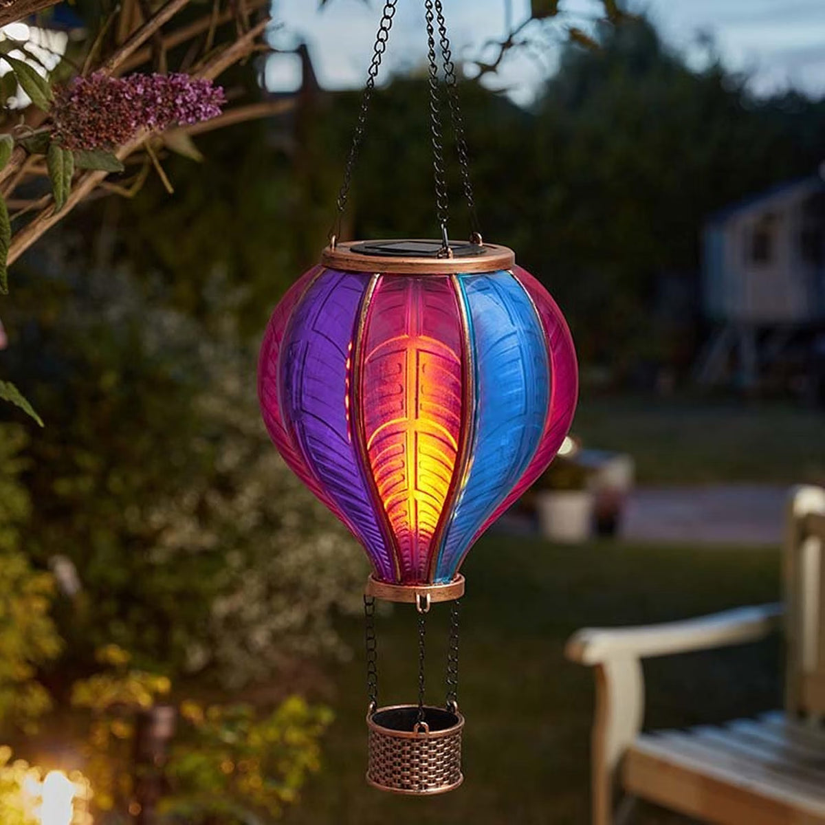 Aurora Flaming Balloon Garden Light Solar Hanging Lantern Warm White LED