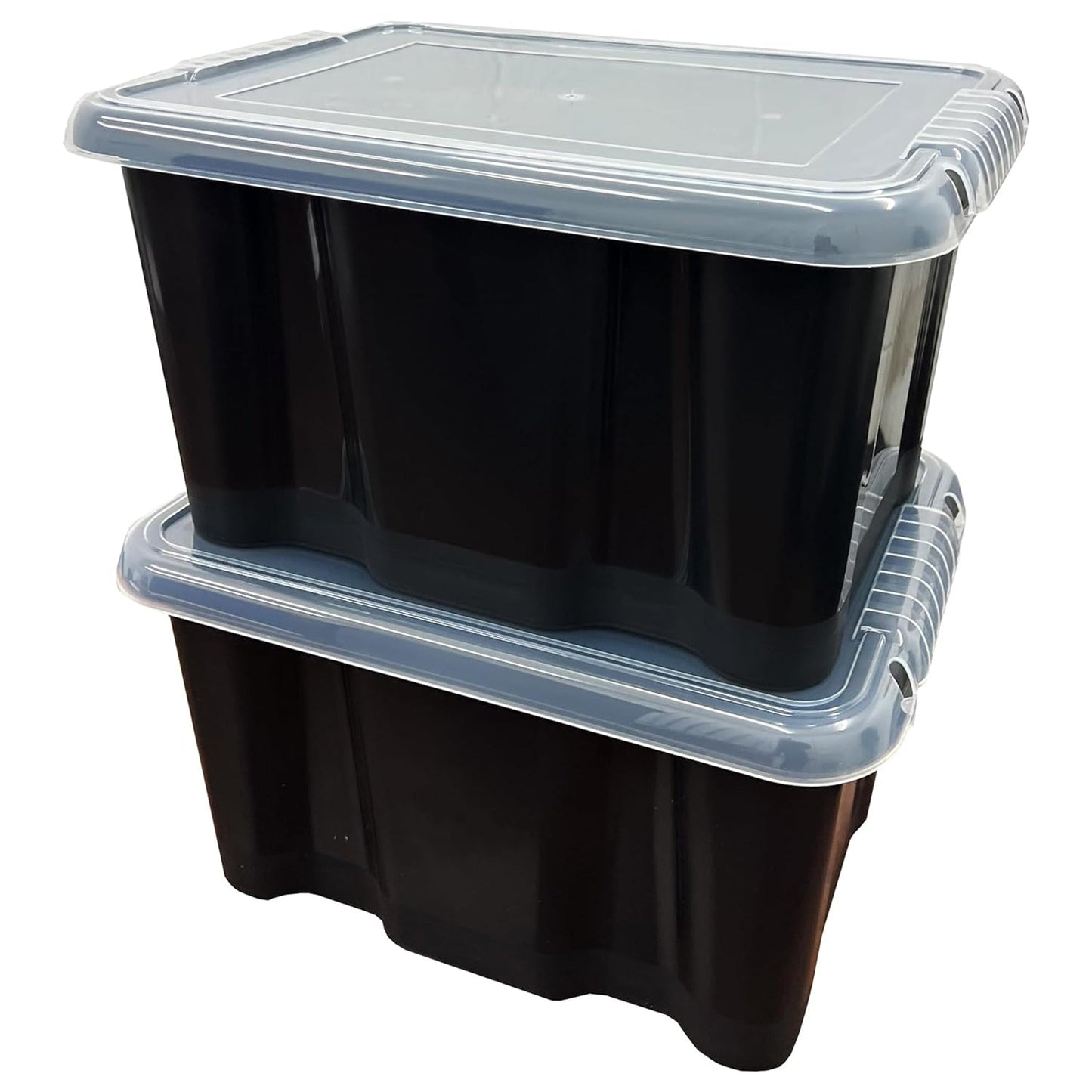 Black Plastic Storage Boxes Box With See Through Lids