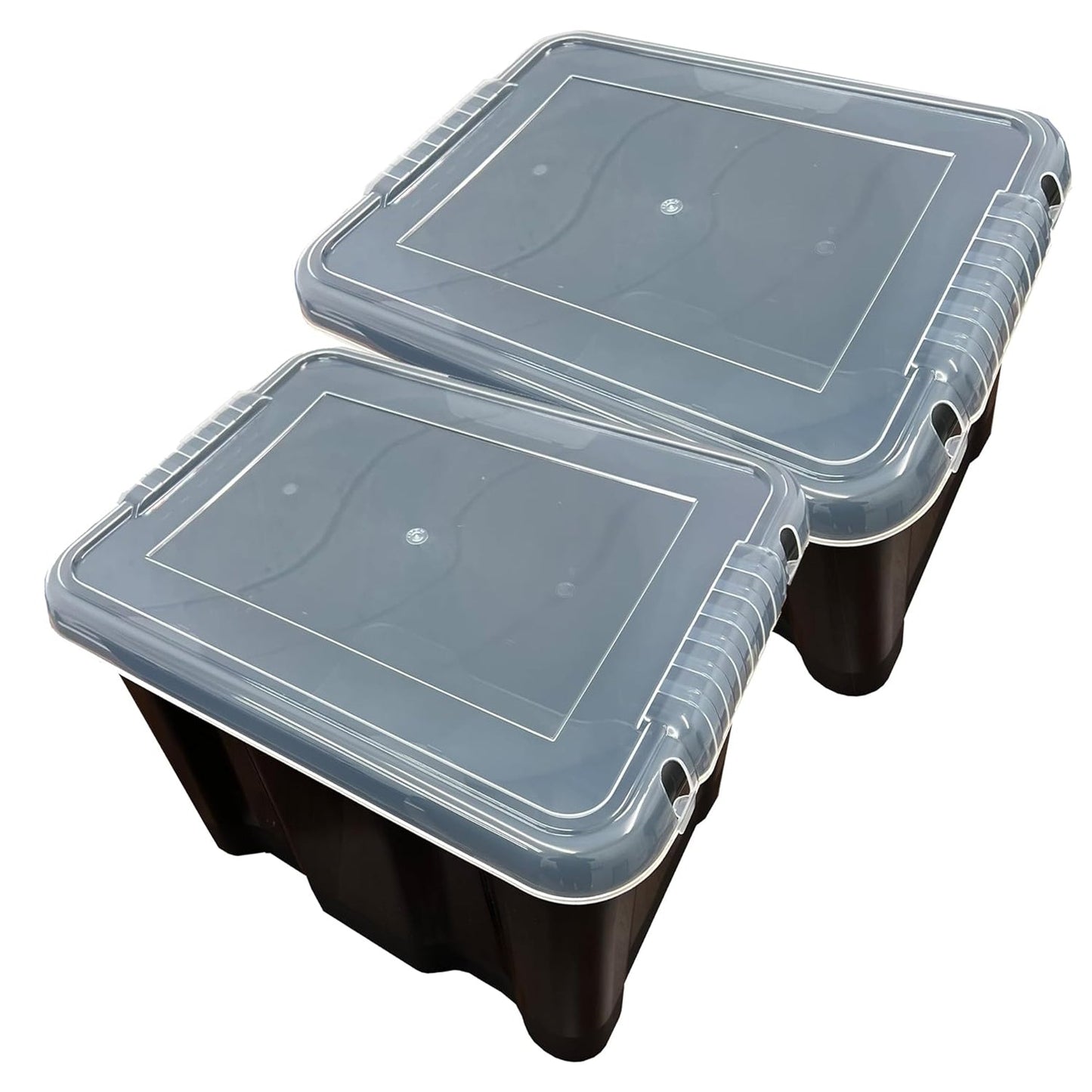 Black Plastic Storage Boxes Box With See Through Lids