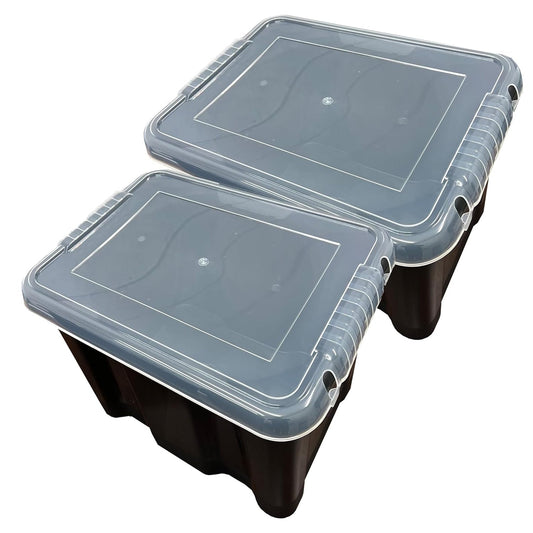 Black Plastic Storage Boxes Box With See Through Lids