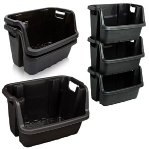 Heavy Duty Black Plastic Open Fronted Storage Crates