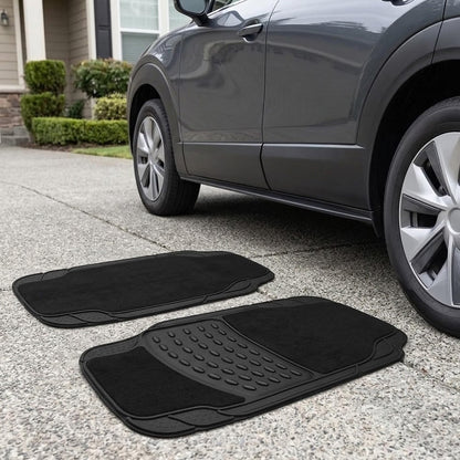 4 Piece Heavy Duty Rubber Car Mat Set Non Slip Universal Front & Rear Floor