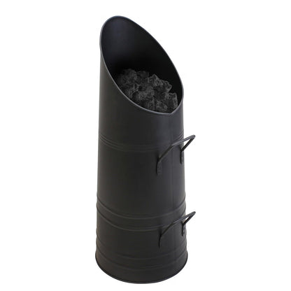 22" Heavy Duty Black Coal Hod Bucket for Fireplaces with Easy Fill Lip
