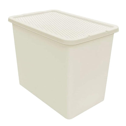 80L Cream Rattan Effect Large Plastic Stackable Storage Containers With Lids