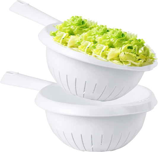 Ice White Handled Colander/Sieve Deep Filter Basket