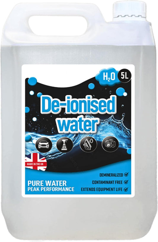 5 Litre Deionised Water Mineral-Free Ideal For Batteries, Steam Irons & Cleaning