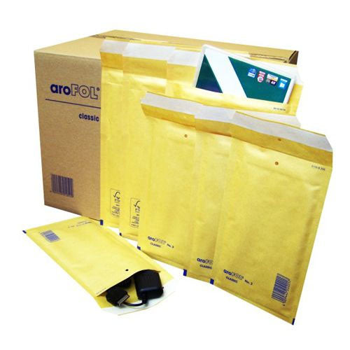 Size 3 (150 x 215mm) Arofol Classic Gold Bubble Lined Envelopes Bags