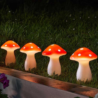 Solar Power Fairy Mushroom Stake Lights Outdoor Garden Pathway Décor