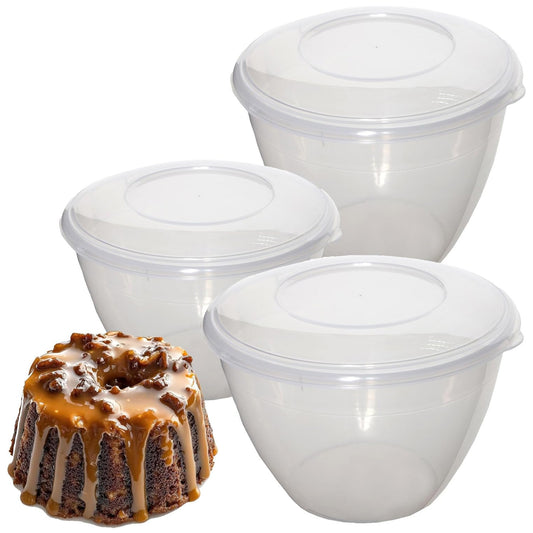 Clear Plastic Non-Stick Steam Pudding Bowls With Sealable Clip On Lids