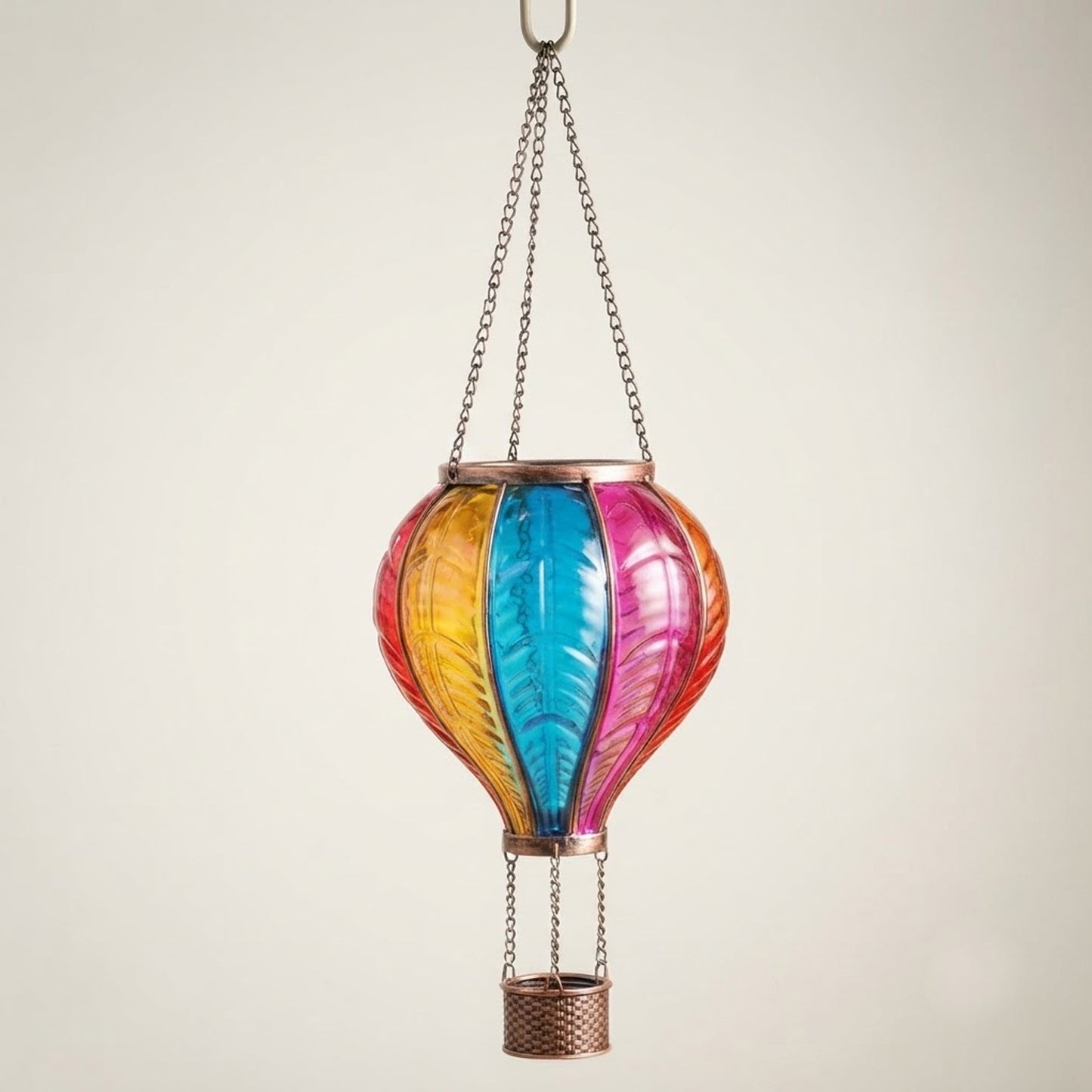 Rainbow Glass Effect Hot Air Balloon Solar Powered Hanging Lanterns