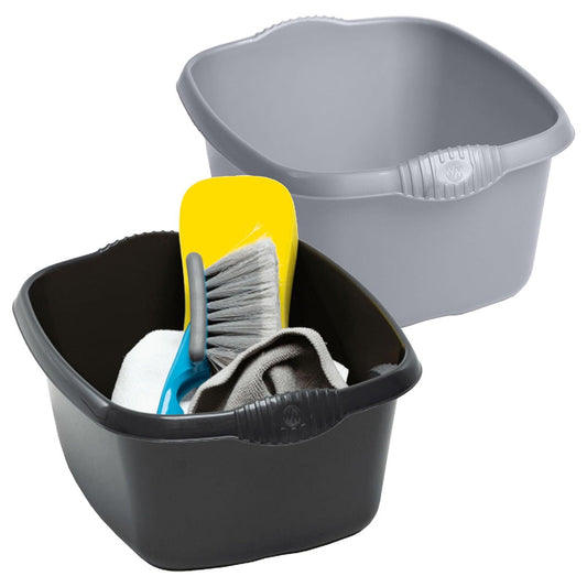 Black & Silver Rectangular Washing Up Bowl Ideal For Washing Dishes